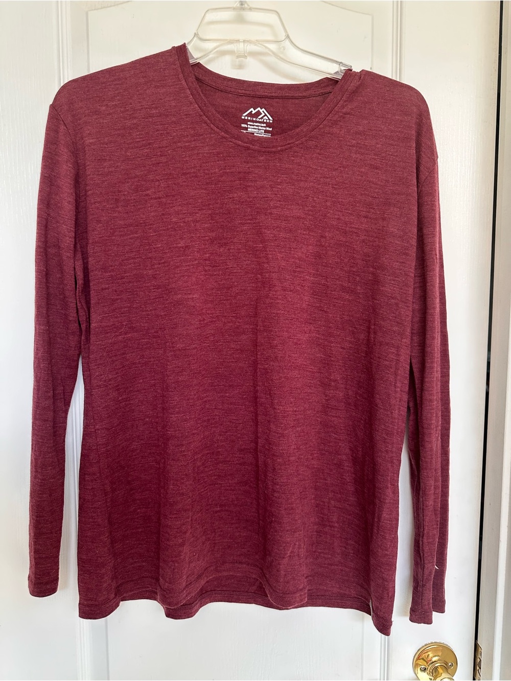 Long-Sleeve Scoop Neck Tee in Burgundy by Merino Tech